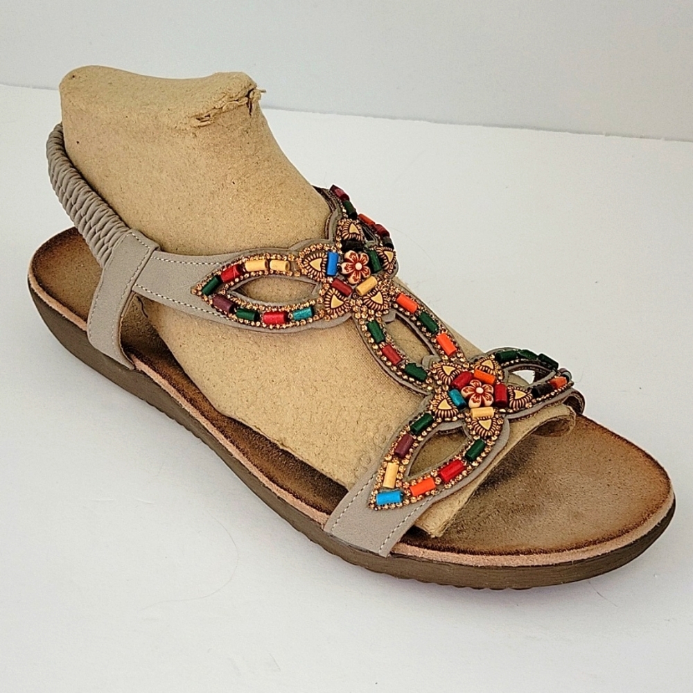 Patrizia by Spring Step Volcanic Beaded Sandal Grey Size 9